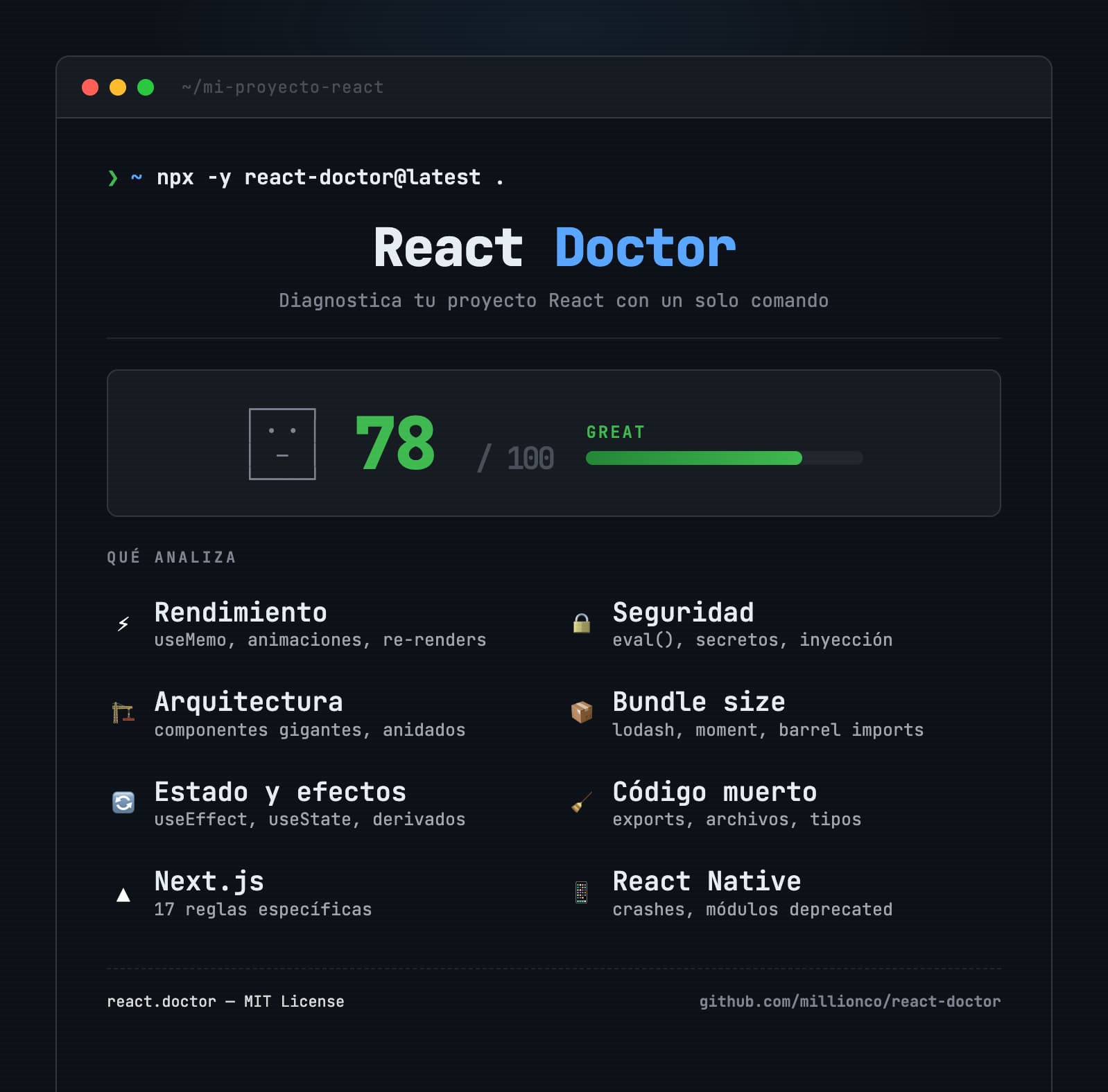React Doctor qué es y para qué sirve